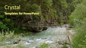  Presentation with suspension bridge - Slide set with wooden-suspension-bridge-spanning-savinja background and a tawny brown colored foreground