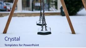  Presentation with swing - PPT layouts consisting of wooden swing close up covered with snow background and a sky blue colored foreground