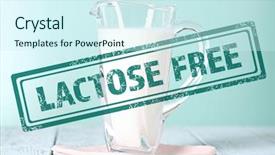  Presentation with lactose - Presentation consisting of wooden table and lactose free background and a cool aqua colored foreground
