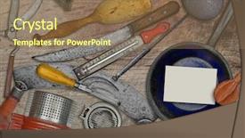  Presentation with vintage cooking - Slides having wooden table blank business card background and a coral colored foreground