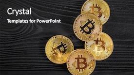  Presentation with money bitcoin - Amazing slide set having wooden table electronic crypto backdrop and a dark gray colored foreground