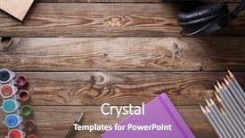  Presentation with color pencils - Presentation theme featuring wooden table flat lay photo background and a violet colored foreground