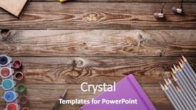  Presentation with watercolor color - PPT theme with wooden table flat lay photo background and a tawny brown colored foreground