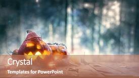  Presentation with spooky - Cool new theme with wooden table in spooky forest backdrop and a coral colored foreground