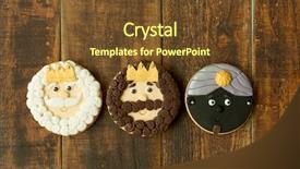  Presentation with delicious christmas cookies - Beautiful PPT layouts featuring wooden table kings mage backdrop and a tawny brown colored foreground