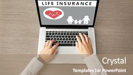  Presentation with life insurance - Colorful slides enhanced with wooden table life insurance backdrop and a coral colored foreground