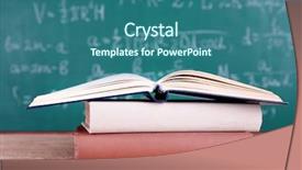  Presentation with blackboard - Presentation theme enhanced with wooden table on blackboard background background and a ocean colored foreground