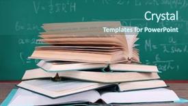  Presentation with blackboard - Colorful PPT theme enhanced with wooden table on blackboard background backdrop and a ocean colored foreground