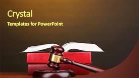  Presentation with gavel - Presentation theme with wooden table on brown background background and a tawny brown colored foreground