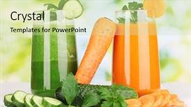  Presentation with juices - Amazing presentation design having wooden table on green backdrop and a  colored foreground