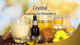  Presentation with fragrant - Colorful presentation design enhanced with wooden table on natural backdrop and a blonde colored foreground