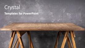  Presentation with wall - Beautiful PPT theme featuring wooden-table-or-tabletop-near backdrop and a gray colored foreground