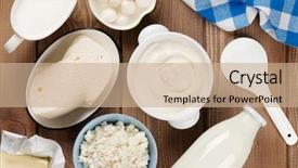  Presentation with milk dairy cheese yogurt sour - Presentation design consisting of wooden table sour cream milk background and a coral colored foreground