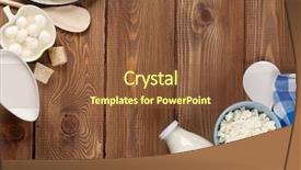  Presentation with milk dairy cheese yogurt sour - Colorful presentation design enhanced with dairy products on wooden table backdrop and a tawny brown colored foreground