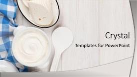  Presentation with milk dairy products - PPT layouts enhanced with wooden table sour cream milk background and a light gray colored foreground