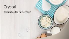  Presentation with yoghurt dairy - Beautiful presentation design featuring table sour cream milk cheese backdrop and a white colored foreground