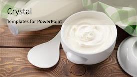  Presentation with milk dairy products - Amazing slide set having wooden table sour cream backdrop and a  colored foreground