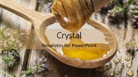  Presentation with herbal - Presentation design consisting of wooden table surrounded with thyme background and a yellow colored foreground
