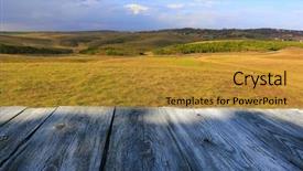  Presentation with mountain top - Cool new PPT theme with wooden table top with the mountain landscape backdrop and a gold colored foreground