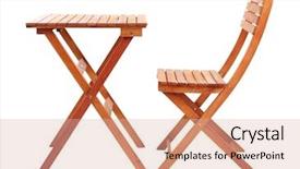  Presentation with tablets wood table tablet white - Audience pleasing presentation theme consisting of wooden table with chair isolated backdrop and a lemonade colored foreground