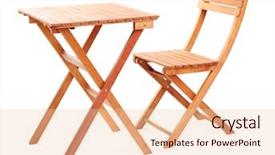  Presentation with tablets wood table tablet white - PPT theme consisting of wooden table with chair isolated background and a lemonade colored foreground