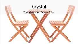  Presentation with tablets wood table tablet white - Beautiful presentation theme featuring wooden table with chairs isolated backdrop and a sky blue colored foreground