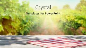  Presentation with vineyard - Theme consisting of wooden-table-with-copy-space background and a blonde colored foreground