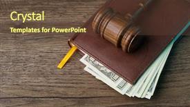  Presentation with wooden board empty table top - Amazing presentation design having wooden table with hammer money backdrop and a  colored foreground