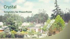  Presentation with nature-countryside - Beautiful slide set featuring wooden-table-with-nature-countryside backdrop and a sky blue colored foreground