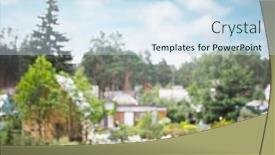  Presentation with nature countryside - PPT theme having wooden-table-with-nature-countryside background and a sky blue colored foreground