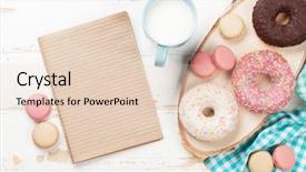 Presentation with donuts pink - Slide deck having wooden table with note background and a lemonade colored foreground
