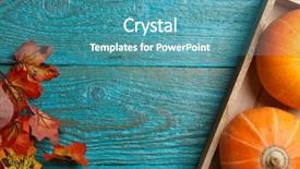  Presentation with maple - Audience pleasing PPT layouts consisting of wooden table with pumpkin maple backdrop and a  colored foreground