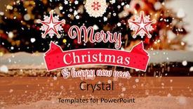  Presentation with christmas card - Presentation with wooden table with snow background and a red colored foreground