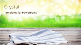  Presentation with tablecloth - Presentation theme having wooden-table-with-tablecloth background and a  colored foreground