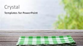  Presentation with tablecloth - Presentation design enhanced with wooden-table-with-tablecloth background and a  colored foreground
