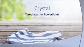  Presentation with tablecloth - PPT theme consisting of wooden-table-with-tablecloth background and a sky blue colored foreground