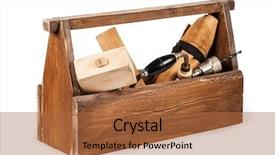  Presentation with wood carving tools - Presentation theme having wooden toolbox with tools isolated background and a red colored foreground