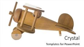  Presentation with wooden toy - Cool new presentation theme with wooden toy airplane isolated backdrop and a white colored foreground