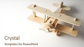  Presentation with wooden toy - PPT theme consisting of wooden toy airplane on old background and a cream colored foreground