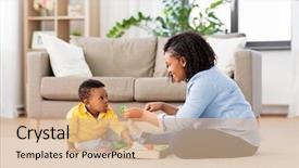  Presentation with baby blocks - Amazing slide deck having wooden toy blocks kit backdrop and a coral colored foreground