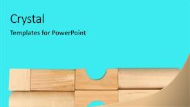  Presentation with colour blocking building blocks - Slide set enhanced with wooden toy blocks on blue background and a cyan colored foreground