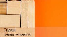  Presentation with colour blocking building blocks - Presentation theme consisting of wooden toy blocks on orange background and a  colored foreground