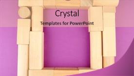  Presentation with wooden toy - PPT layouts with wooden toy blocks on purple background and a lemonade colored foreground