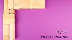  Presentation with wooden toy - Colorful PPT layouts enhanced with wooden toy blocks on purple backdrop and a lilac colored foreground
