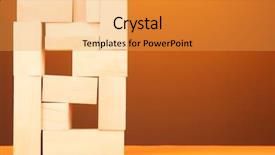  Presentation with pineapple a yellow wooden - Presentation theme having wooden toy blocks on table background and a gold colored foreground