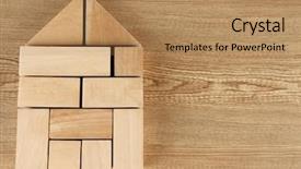  Presentation with wooden building blocks - PPT layouts enhanced with wooden toy blocks on wooden background and a coral colored foreground