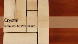  Presentation with colour blocking building blocks - PPT theme with wooden toy blocks on wooden background and a  colored foreground