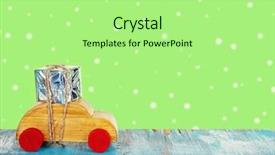  Presentation with christmas blank wooden signboard - PPT theme with wooden toy car carrying christmas background and a mint green colored foreground