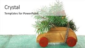  Presentation with wooden toy - Cool new PPT layouts with wooden toy car with fir backdrop and a white colored foreground