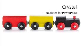  Presentation with wooden toy - PPT theme enhanced with wooden toy colored train isolated background and a white colored foreground